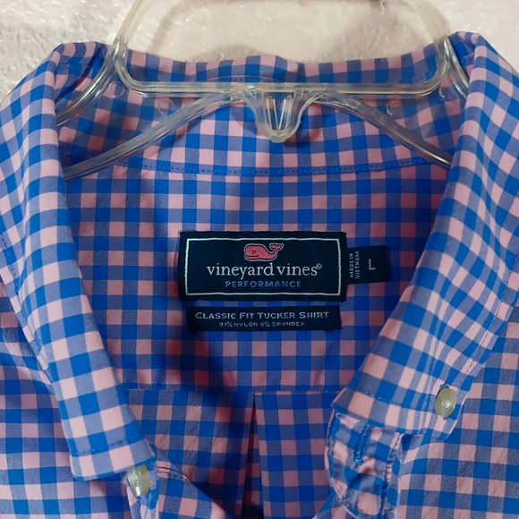 Vineyard Vines Fishlock Gingham Performance Button-up Spinnaker Shirt Large NWOT - Picture 4 of 5